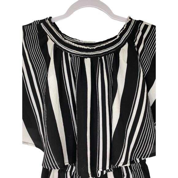 Show Me Your Mumu Rosarita Romper Black and White Stripe Womens Size Extra Small - Picture 5 of 9
